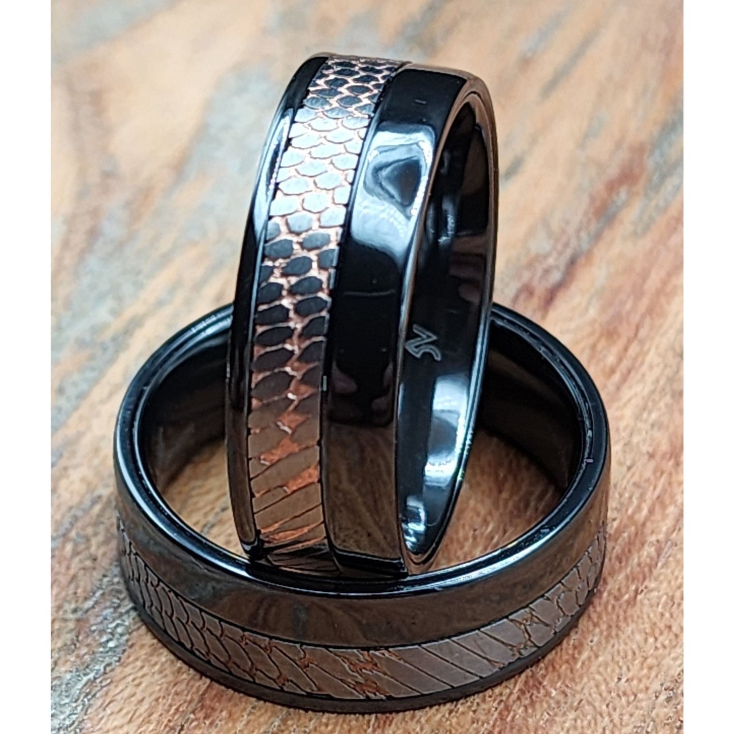The Boss | Men's Black Zirconium Wedding Band with Superconductor Inlay and Comfort Fit - Alpha Rings