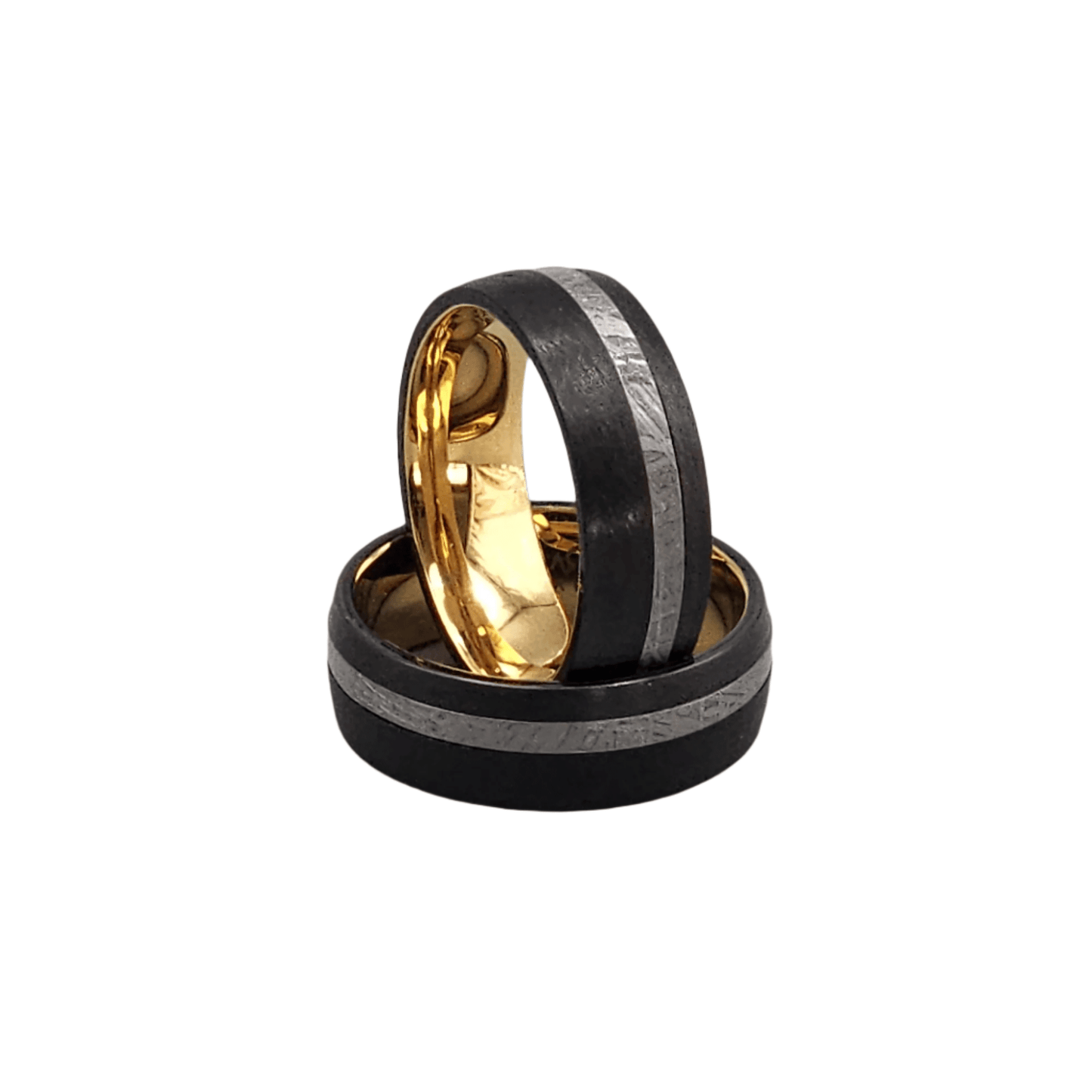 The Dominator | Men's Black Tungsten Carbide Wedding Band with Meteorite Inlay - Alpha Rings