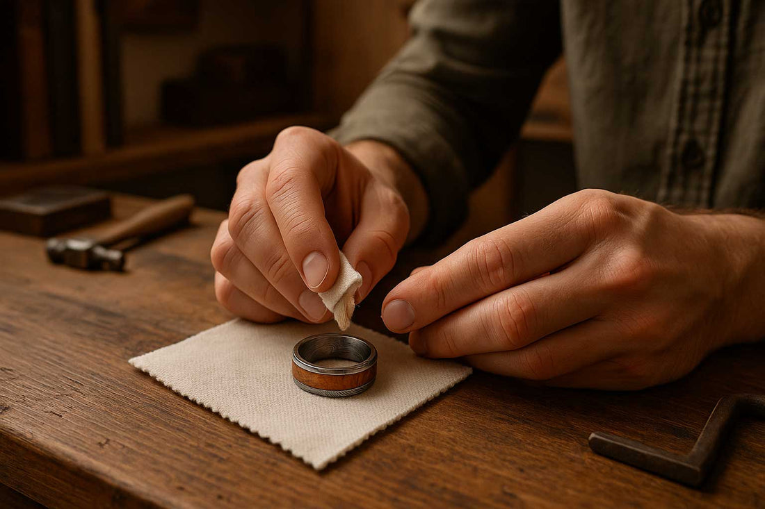 How to Care for a Damascus Steel Wedding Ring (Especially One with Wood Inlay)