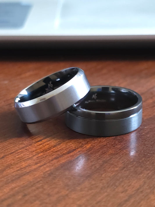 Men's Black Zirconium and Tantalum Wedding Bands