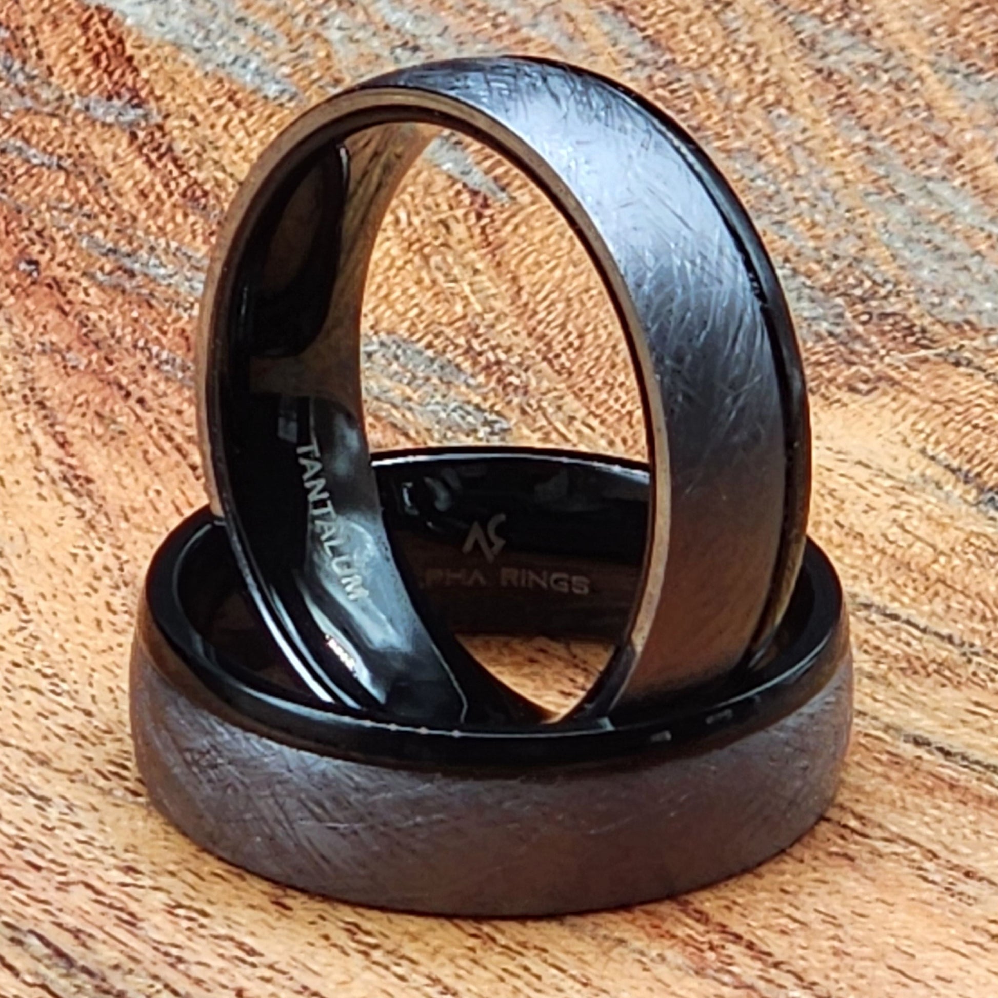 The Eclipse | Men's Tantalum and Black Stainless Steel Wedding Band with Brushed Finish