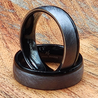 The Eclipse | Men's Tantalum and Black Stainless Steel Wedding Band with Brushed Finish