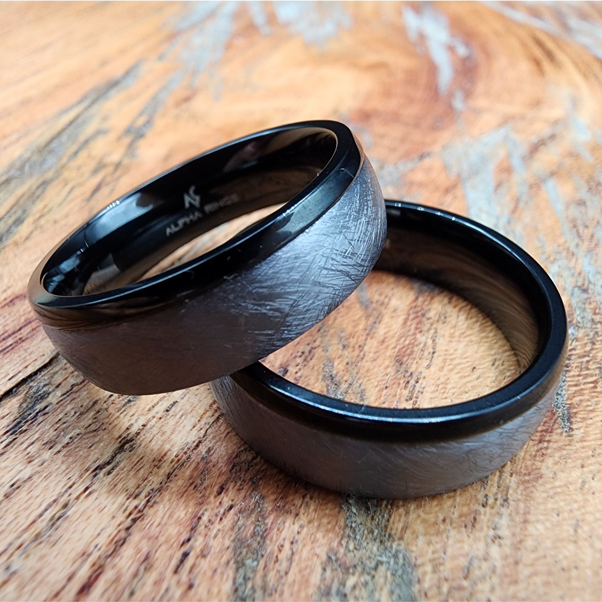 The Eclipse | Men's Tantalum and Black Stainless Steel Wedding Band with Brushed Finish