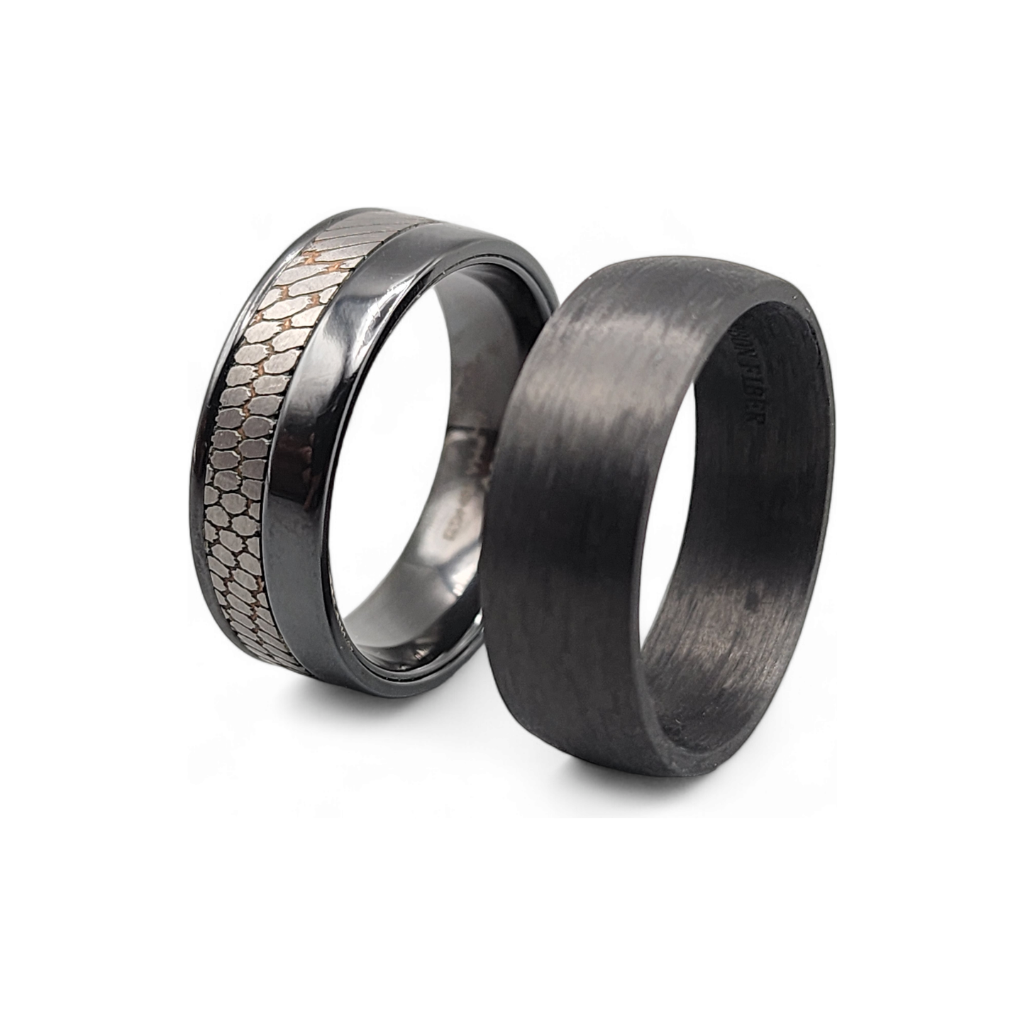 The Boss | Men's Black Zirconium Wedding Band with Superconductor Inlay and Comfort Fit