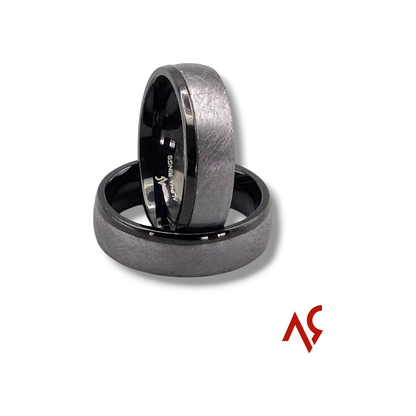 The Eclipse | Men's Tantalum and Black Stainless Steel Wedding Band with Brushed Finish