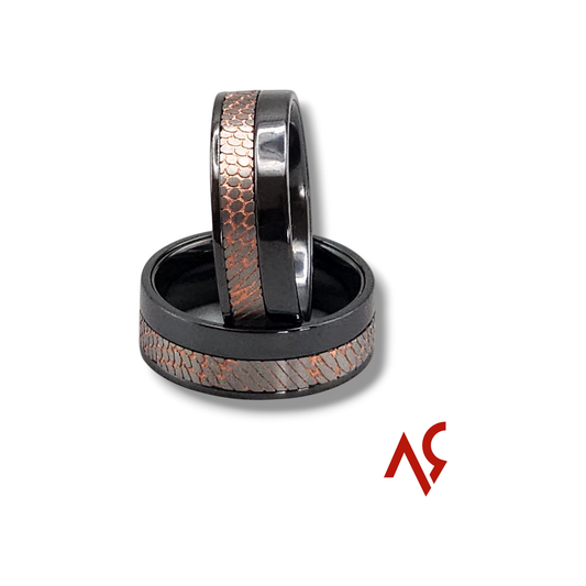 The Boss | Men's Black Zirconium Wedding Band with Superconductor Inlay and Comfort Fit