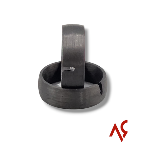 The Crusader | Men's Carbon Fiber Wedding Band with Cubic Zirconia and Domed Comfort Fit