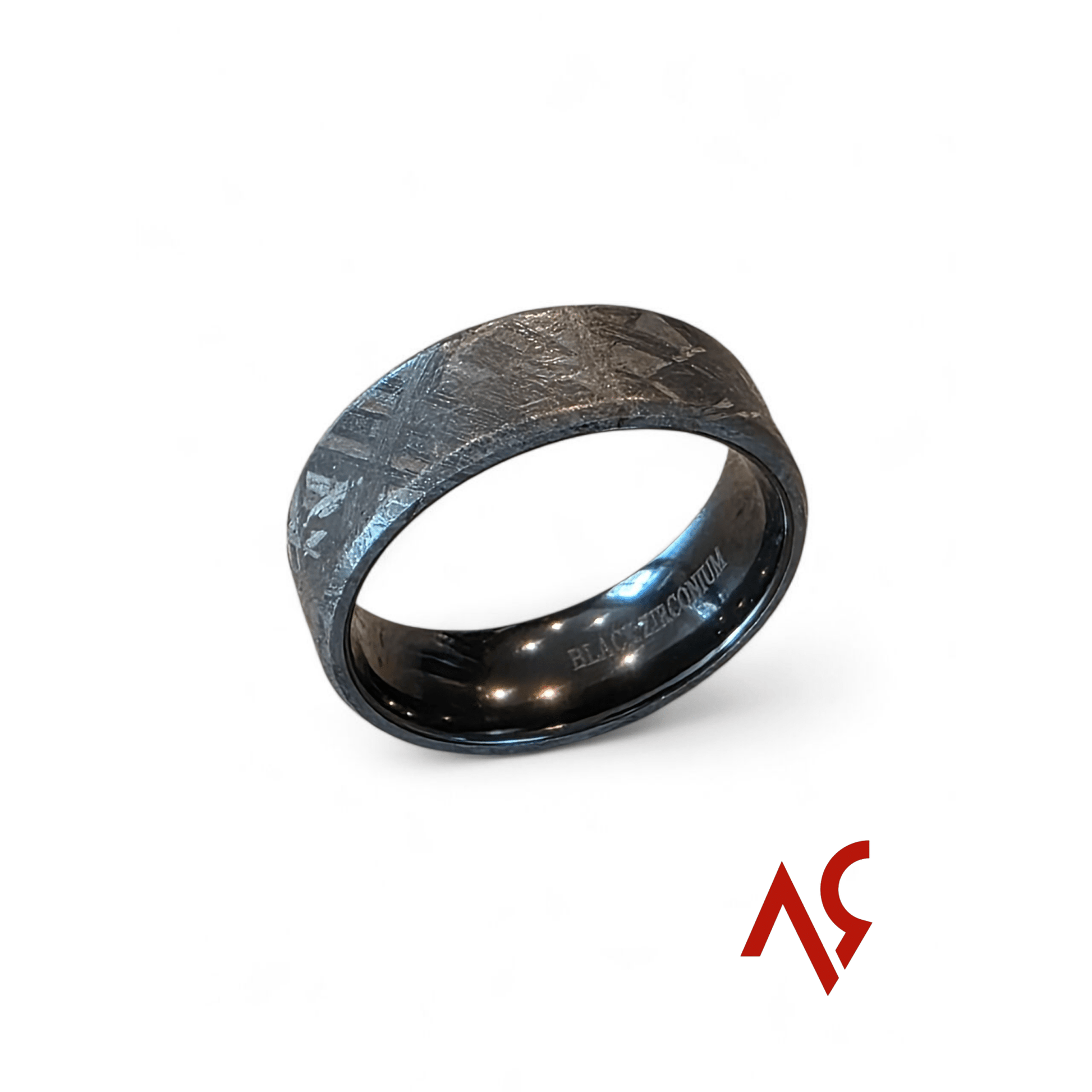 The Apex | Men's Meteorite with Black Zirconium Wedding Band | Comfort Fit - Alpha Rings