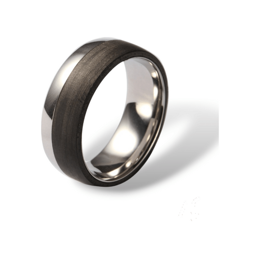 The Centurion – 8mm Carbon Fiber & Tungsten Rounded Wedding Band