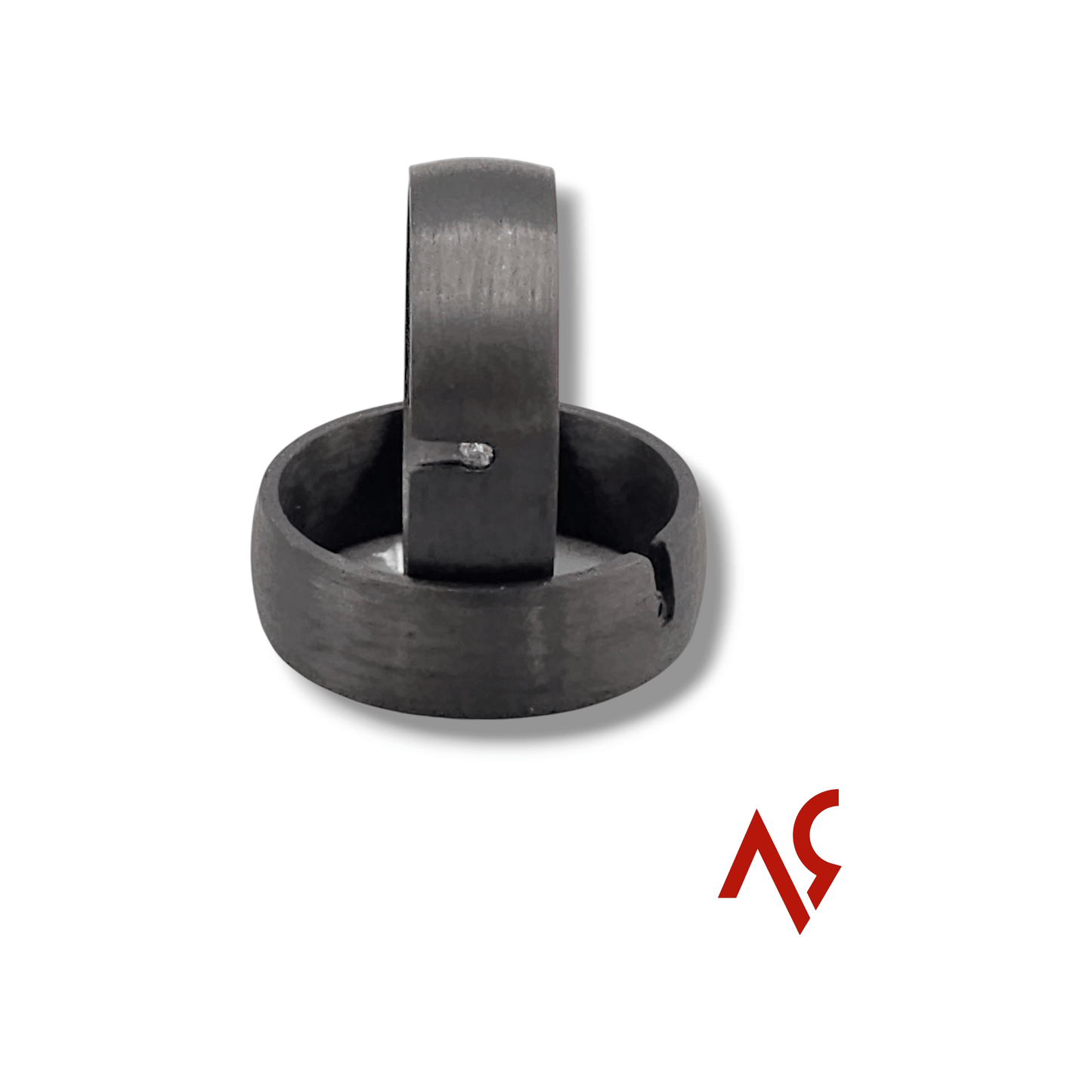 The Crusader | Men's Carbon Fiber Wedding Band with Cubic Zirconia and Domed Comfort Fit - Alpha Rings