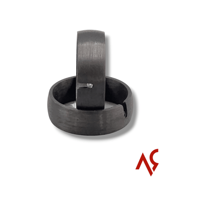 The Crusader | Men's Carbon Fiber Wedding Band with Cubic Zirconia and Domed Comfort Fit - Alpha Rings