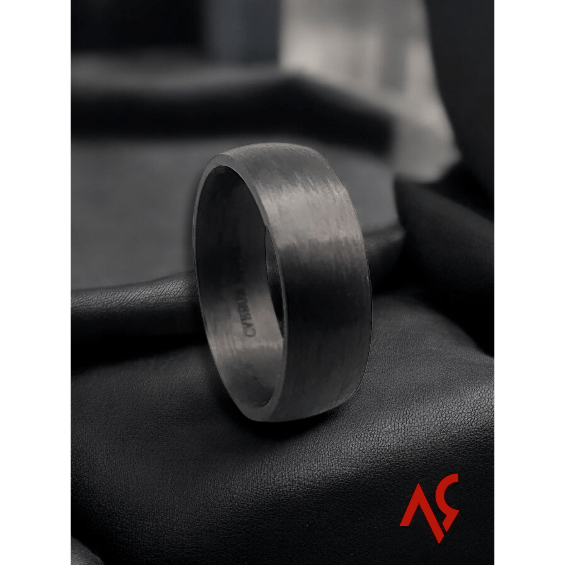 The F1 | Men's Carbon Fiber Wedding Band with Brushed Finish and Comfort Fit - Alpha Rings