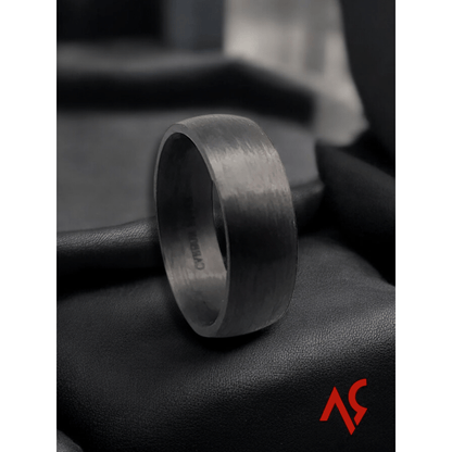 The F1 | Men's Carbon Fiber Wedding Band with Brushed Finish and Comfort Fit - Alpha Rings