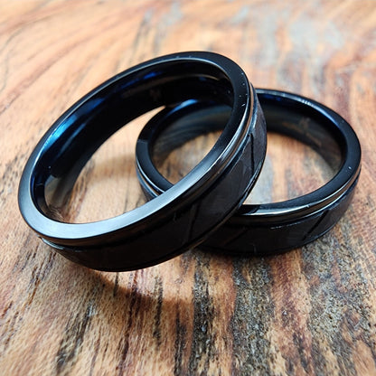 The Hitman | Men's Pure Tantalum Wedding Band with Brushed Finish and Deep Blue Inner Sleeve - Alpha Rings