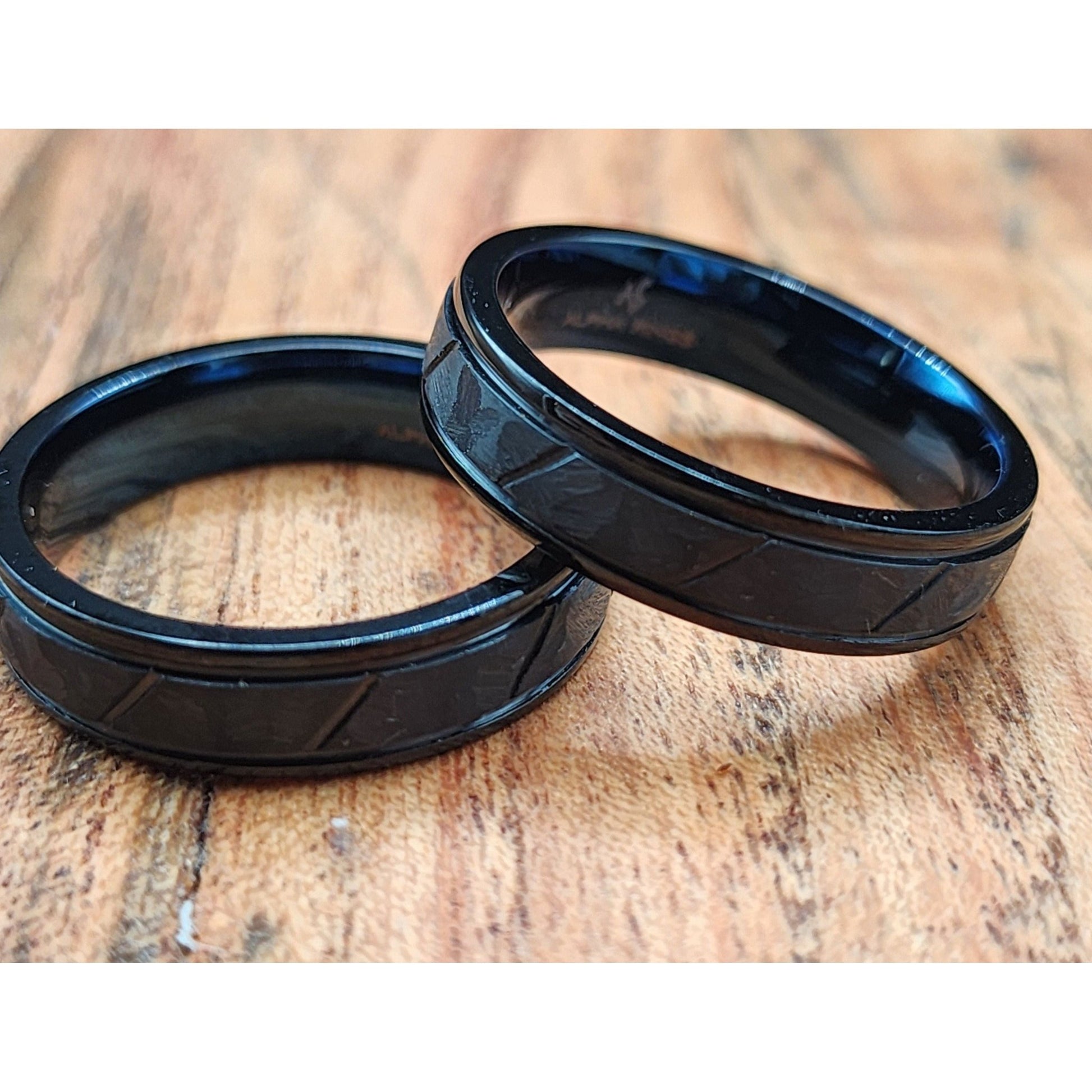 The Hitman | Men's Pure Tantalum Wedding Band with Brushed Finish and Deep Blue Inner Sleeve - Alpha Rings