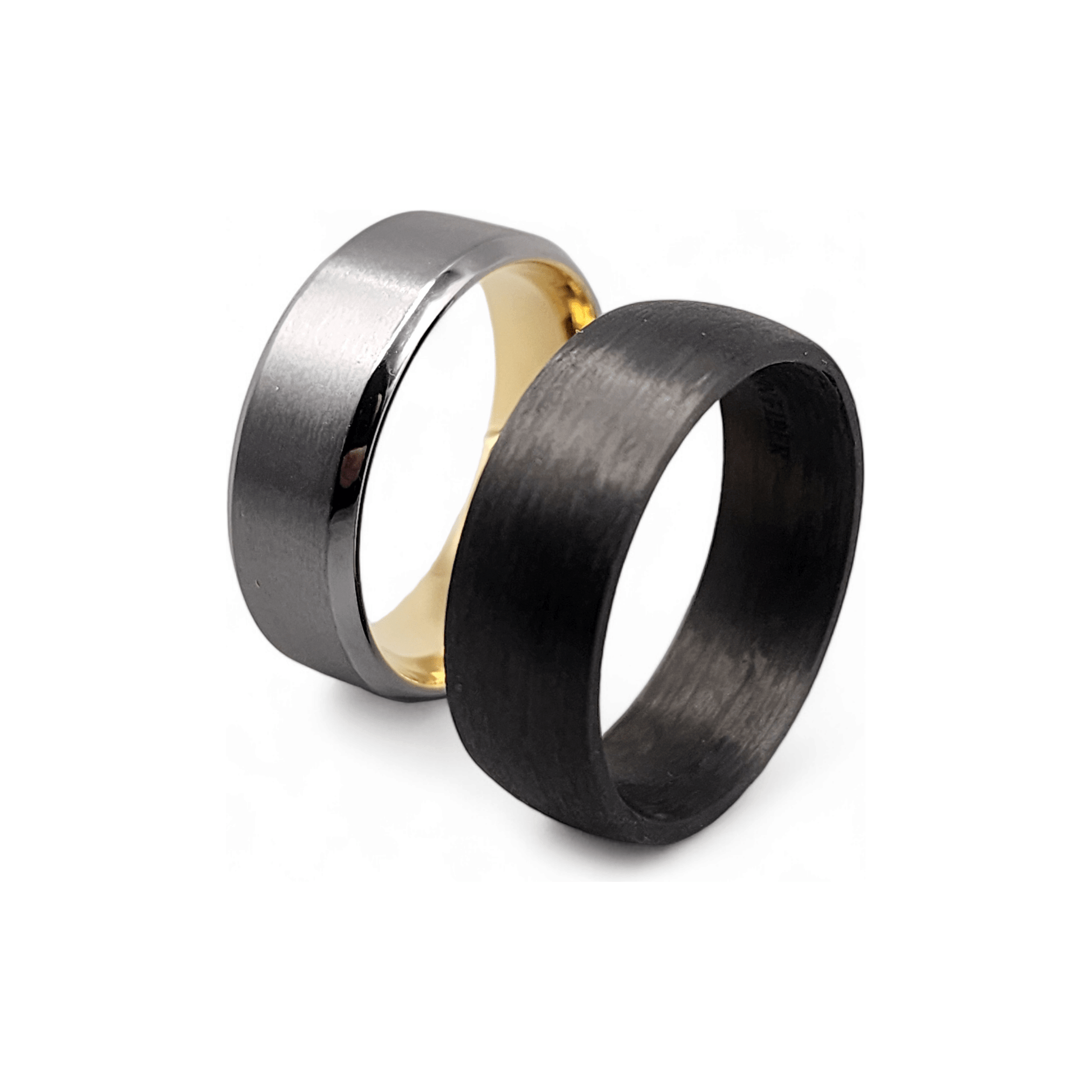 The Operator | Men's Tantalum Wedding Band with Brushed Finish and Gold Plated Inner Sleeve - Alpha Rings