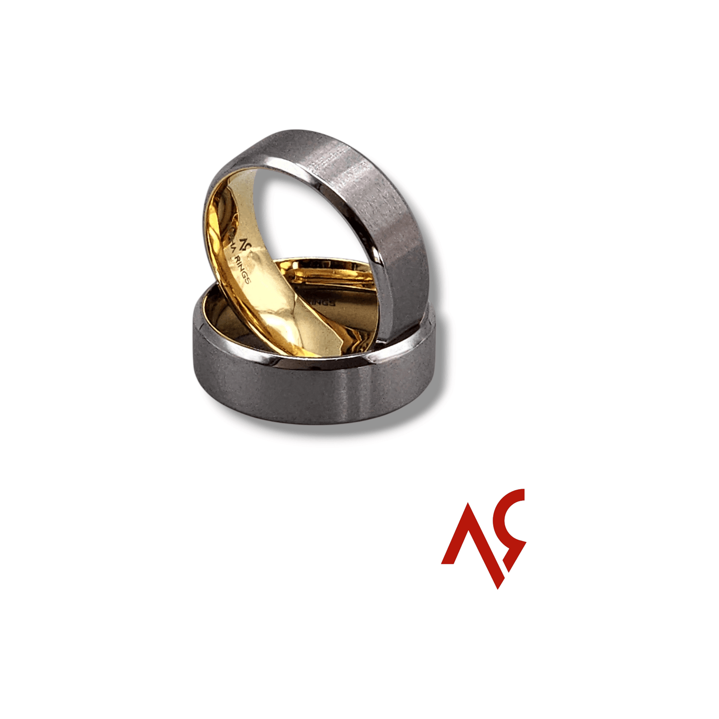 The Operator | Men's Tantalum Wedding Band with Brushed Finish and Gold Plated Inner Sleeve - Alpha Rings