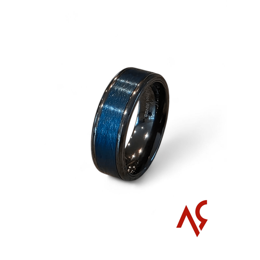 The Renegade | Men's Black Zirconium and Tungsten Carbide Wedding Band | Comfort Fit - Alpha Rings