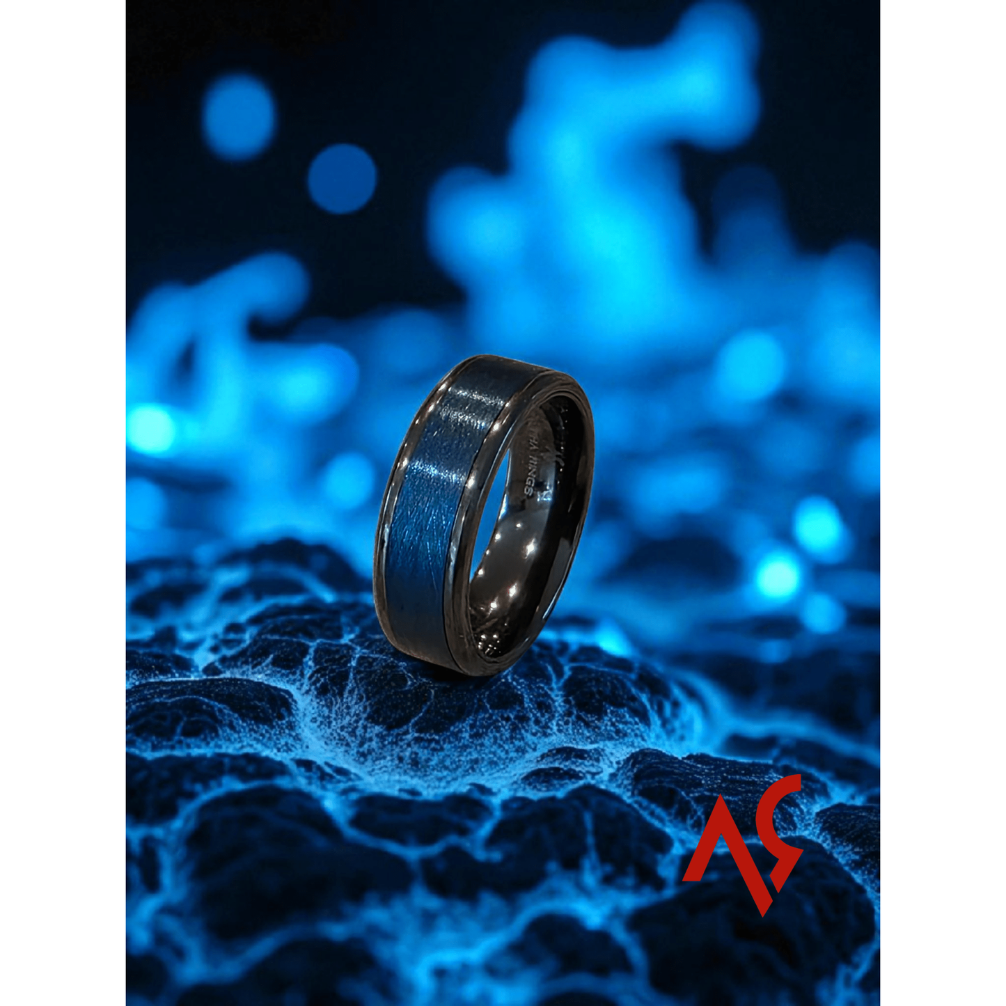 The Renegade | Men's Black Zirconium and Tungsten Carbide Wedding Band | Comfort Fit - Alpha Rings