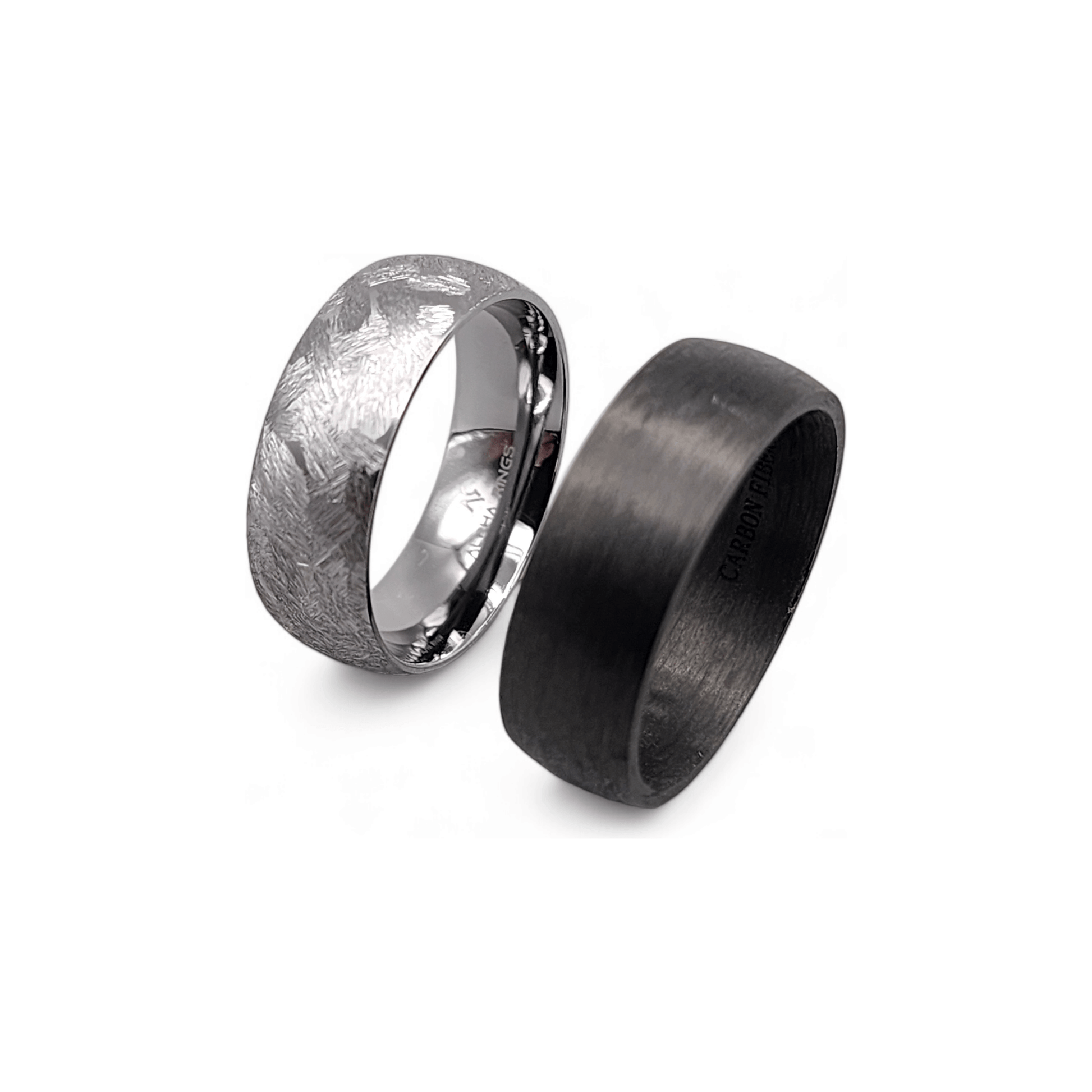 The Titan | Men's Tantalum Wedding Band with Rugged Brushed Texture and Gunmetal Inner Sleeve - Alpha Rings