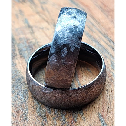 The Titan | Men's Tantalum Wedding Band with Rugged Brushed Texture and Gunmetal Inner Sleeve - Alpha Rings